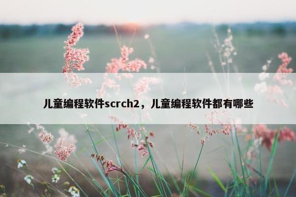 儿童编程软件scrch2，儿童编程软件都有哪些