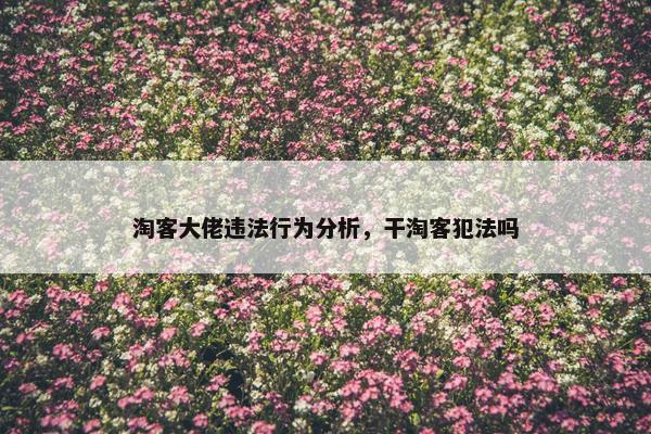 淘客大佬违法行为分析，干淘客犯法吗