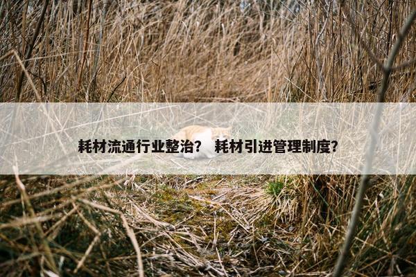 耗材流通行业整治？ 耗材引进管理制度？