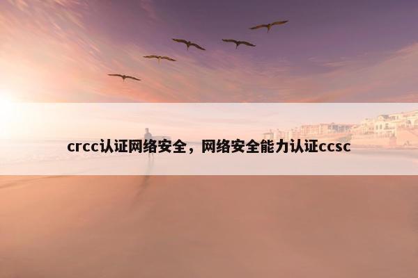 crcc认证网络安全，网络安全能力认证ccsc