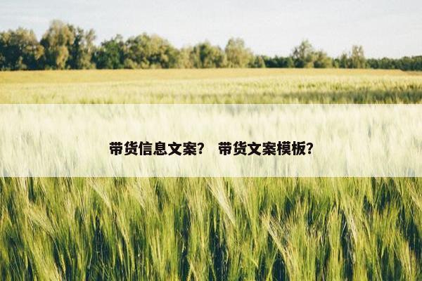 带货信息文案？ 带货文案模板？