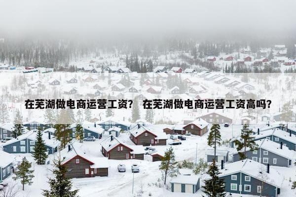 在芜湖做电商运营工资？ 在芜湖做电商运营工资高吗？
