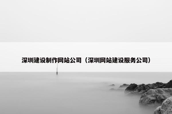 深圳建设制作网站公司（深圳网站建设服务公司）
