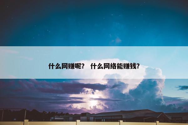 什么网赚呢？ 什么网络能赚钱？
