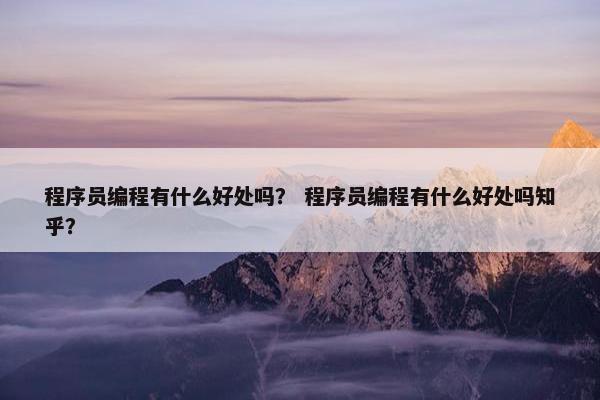 程序员编程有什么好处吗？ 程序员编程有什么好处吗知乎？
