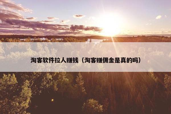 淘客软件拉人赚钱（淘客赚佣金是真的吗）
