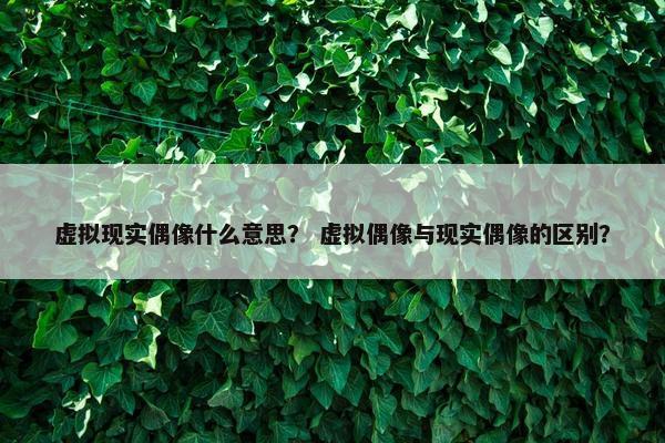 虚拟现实偶像什么意思？ 虚拟偶像与现实偶像的区别？