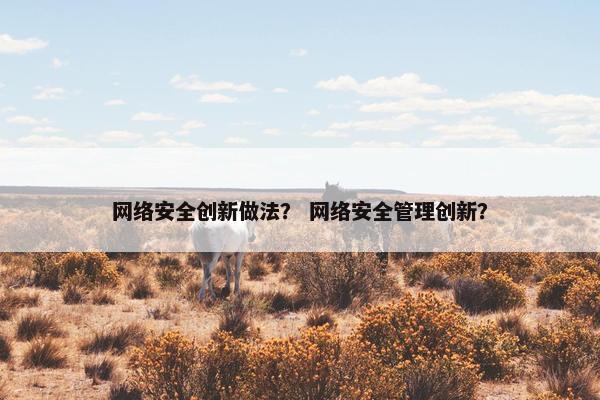 网络安全创新做法？ 网络安全管理创新？