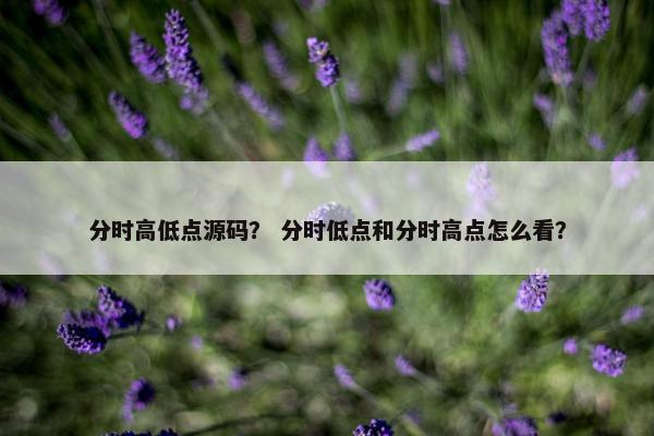 分时高低点源码？ 分时低点和分时高点怎么看？