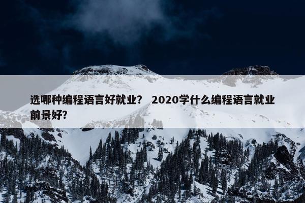 选哪种编程语言好就业？ 2020学什么编程语言就业前景好？
