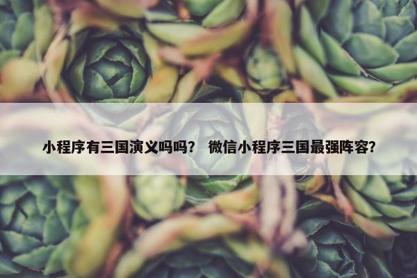 小程序有三国演义吗吗？ 微信小程序三国最强阵容？