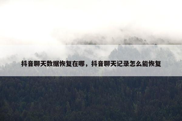 抖音聊天数据恢复在哪，抖音聊天记录怎么能恢复