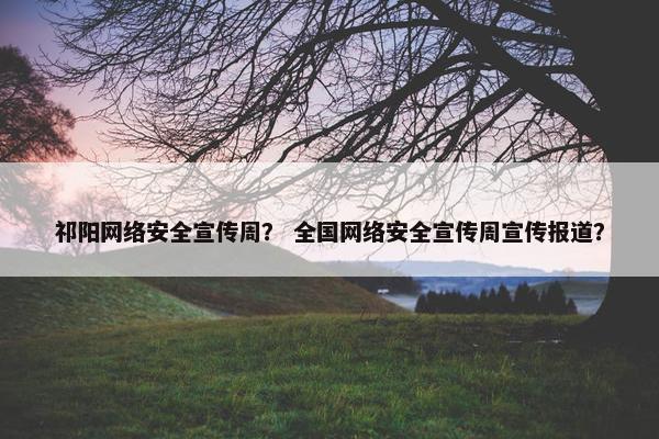 祁阳网络安全宣传周？ 全国网络安全宣传周宣传报道？