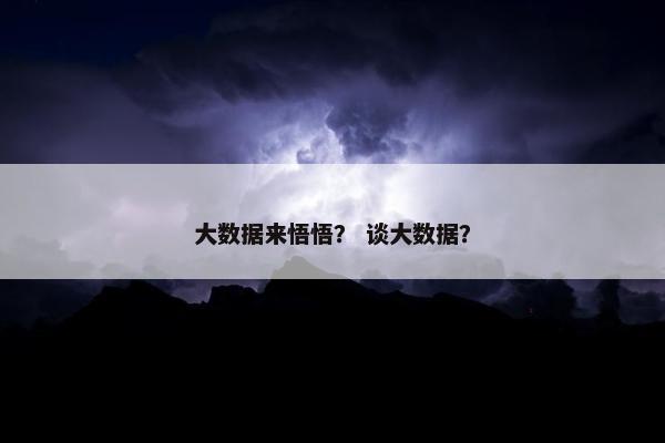 大数据来悟悟？ 谈大数据？