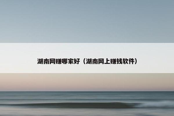 湖南网赚哪家好（湖南网上赚钱软件）