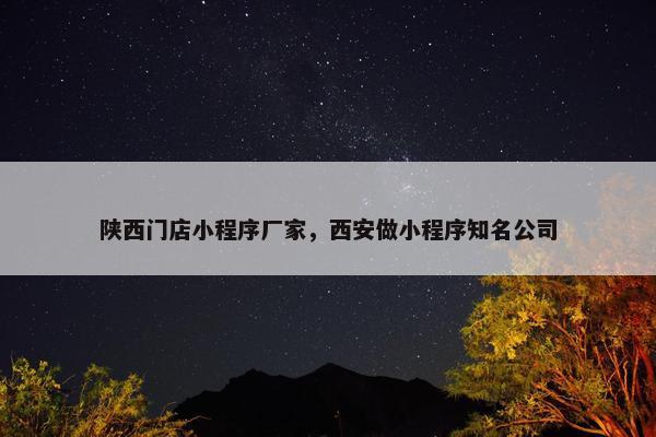 陕西门店小程序厂家，西安做小程序知名公司