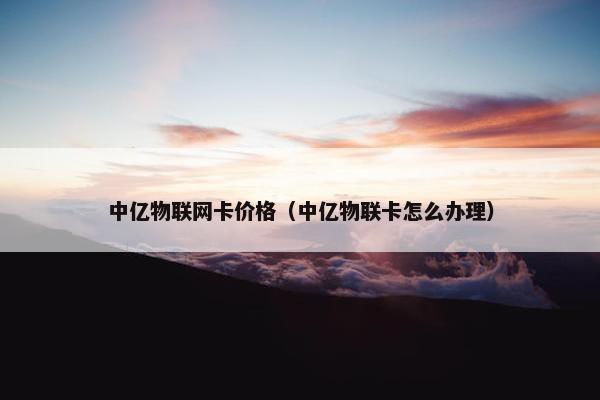 中亿物联网卡价格（中亿物联卡怎么办理）