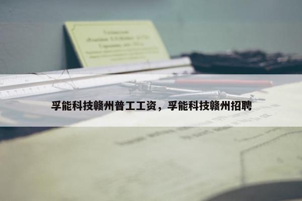 孚能科技赣州普工工资，孚能科技赣州招聘