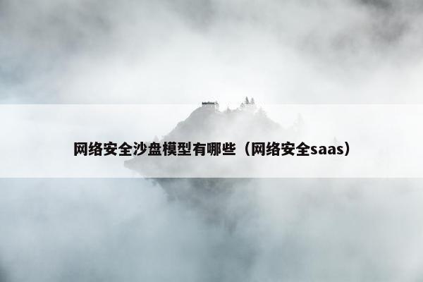 网络安全沙盘模型有哪些（网络安全saas）