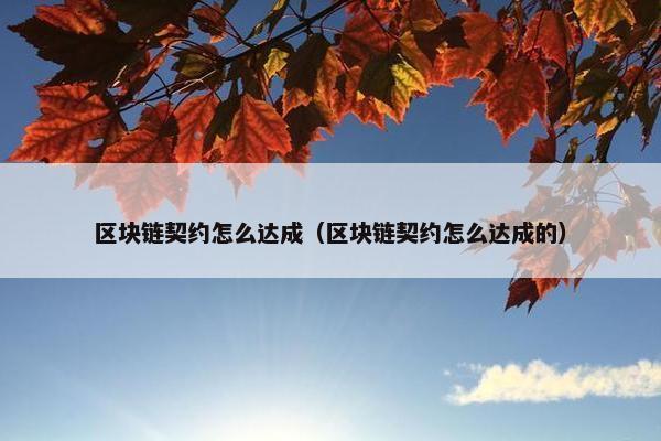 区块链契约怎么达成（区块链契约怎么达成的）
