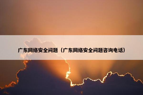 广东网络安全问题（广东网络安全问题咨询电话）