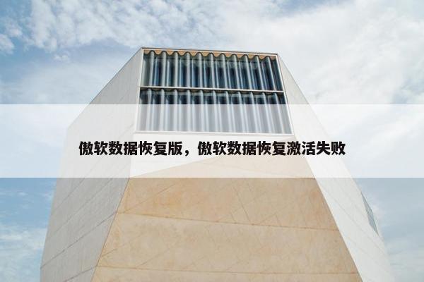 傲软数据恢复版，傲软数据恢复激活失败