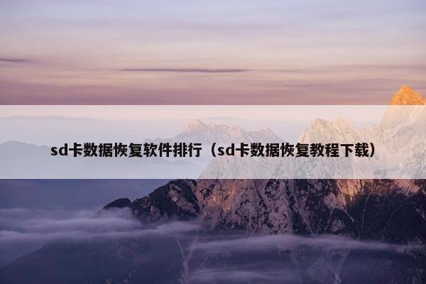 sd卡数据恢复软件排行（sd卡数据恢复教程下载）