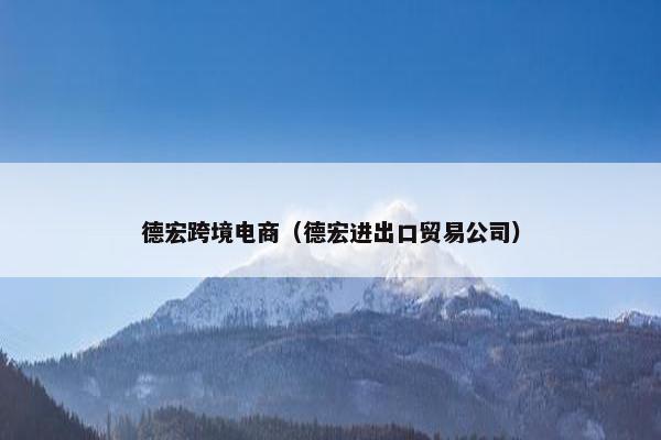 德宏跨境电商（德宏进出口贸易公司）