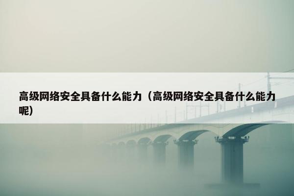 高级网络安全具备什么能力（高级网络安全具备什么能力呢）