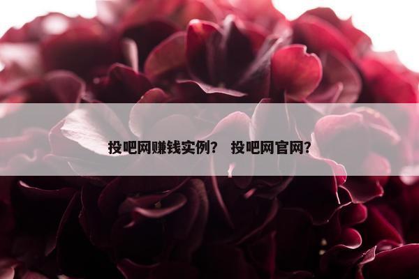 投吧网赚钱实例？ 投吧网官网？