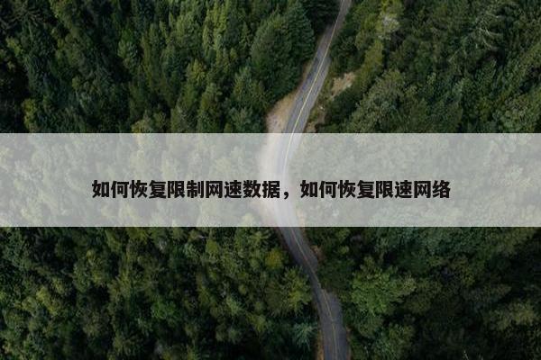 如何恢复限制网速数据，如何恢复限速网络