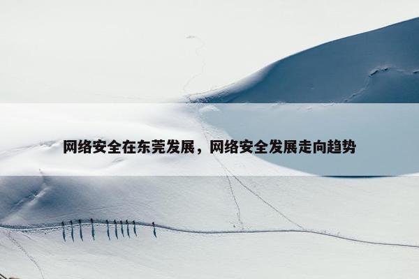 网络安全在东莞发展，网络安全发展走向趋势