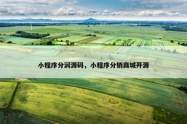 小程序分润源码，小程序分销商城开源