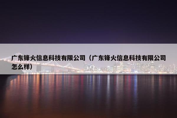 广东锋火信息科技有限公司（广东锋火信息科技有限公司怎么样）