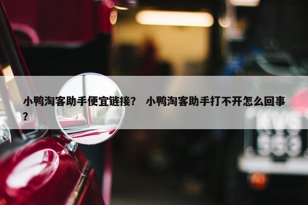 小鸭淘客助手便宜链接？ 小鸭淘客助手打不开怎么回事？