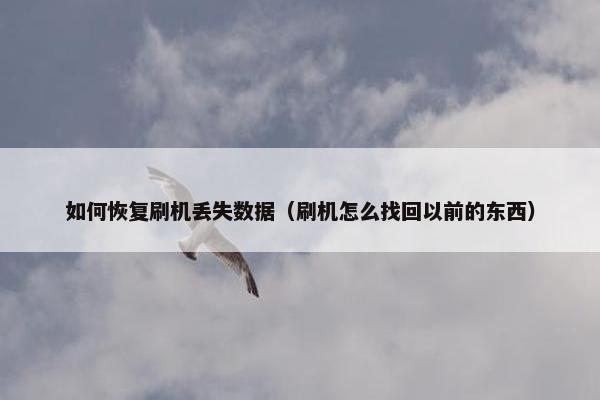 如何恢复刷机丢失数据（刷机怎么找回以前的东西）