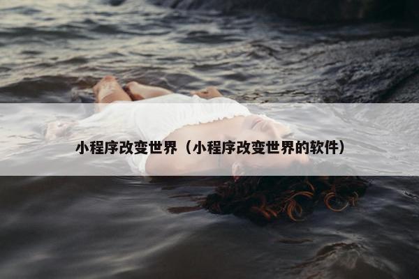 小程序改变世界（小程序改变世界的软件）