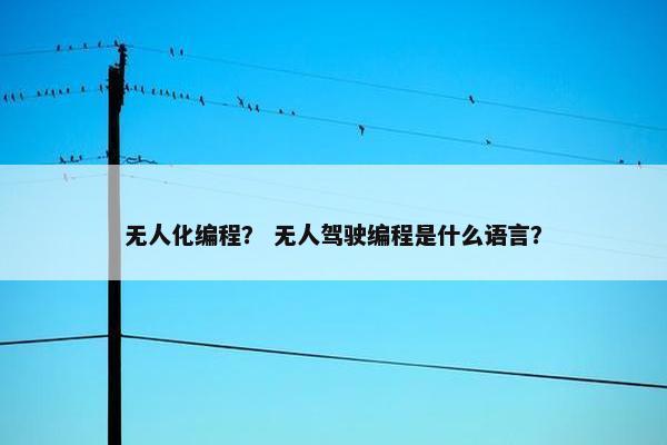 无人化编程？ 无人驾驶编程是什么语言？