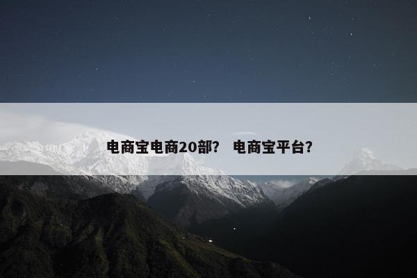 电商宝电商20部？ 电商宝平台？