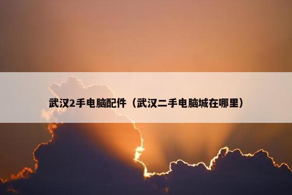 武汉2手电脑配件（武汉二手电脑城在哪里）
