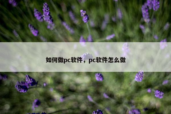 如何做pc软件，pc软件怎么做