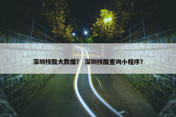 深圳核酸大数据？ 深圳核酸查询小程序？