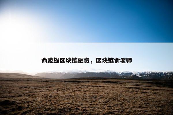 俞凌雄区块链融资，区块链俞老师