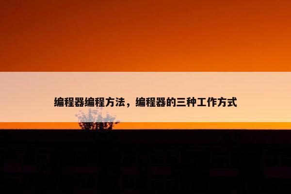 编程器编程方法，编程器的三种工作方式