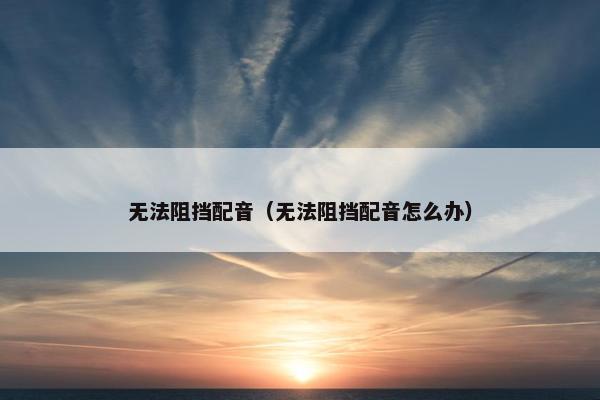 无法阻挡配音（无法阻挡配音怎么办）