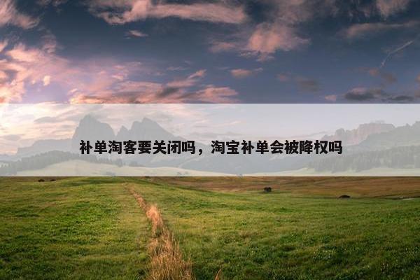 补单淘客要关闭吗，淘宝补单会被降权吗