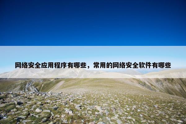 网络安全应用程序有哪些，常用的网络安全软件有哪些