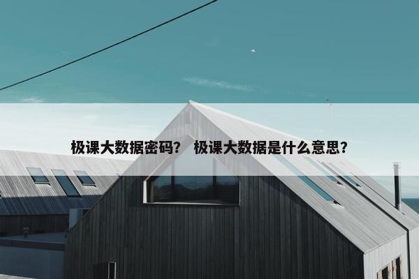 极课大数据密码？ 极课大数据是什么意思？