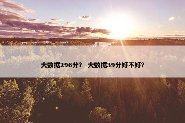 大数据296分？ 大数据39分好不好？