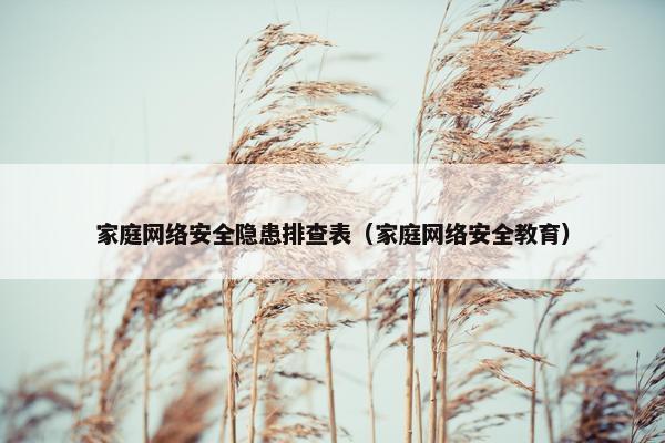 家庭网络安全隐患排查表（家庭网络安全教育）